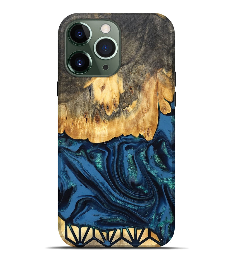 iPhone 13 Pro Max Wood Live Edge Phone Case - Westyn (Blue, 827901)