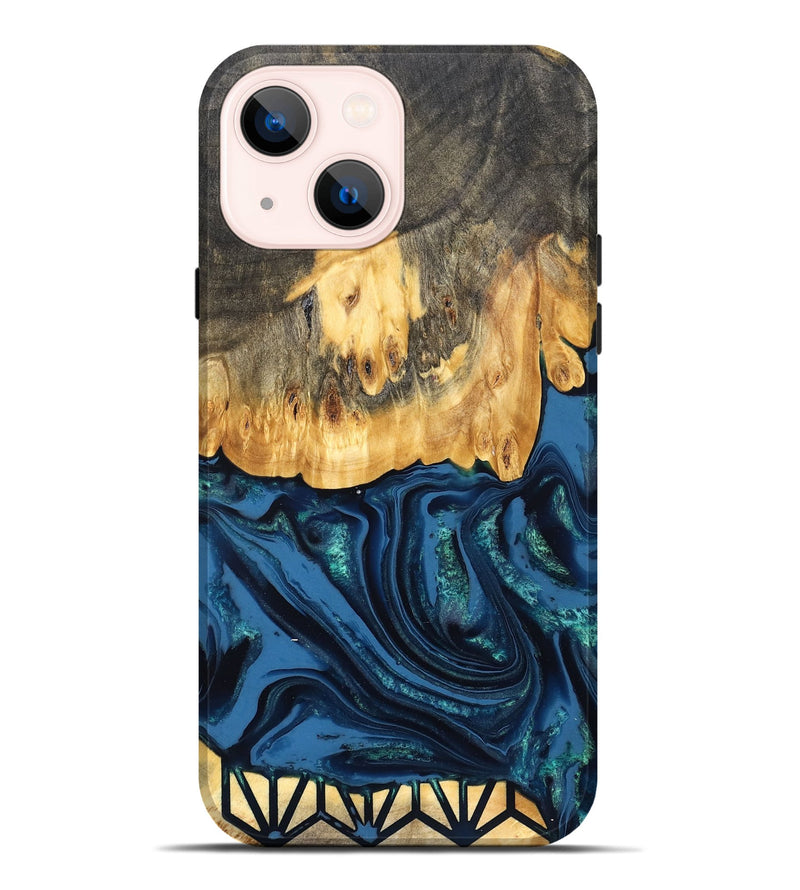 iPhone 14 Plus Wood Live Edge Phone Case - Westyn (Blue, 827901)