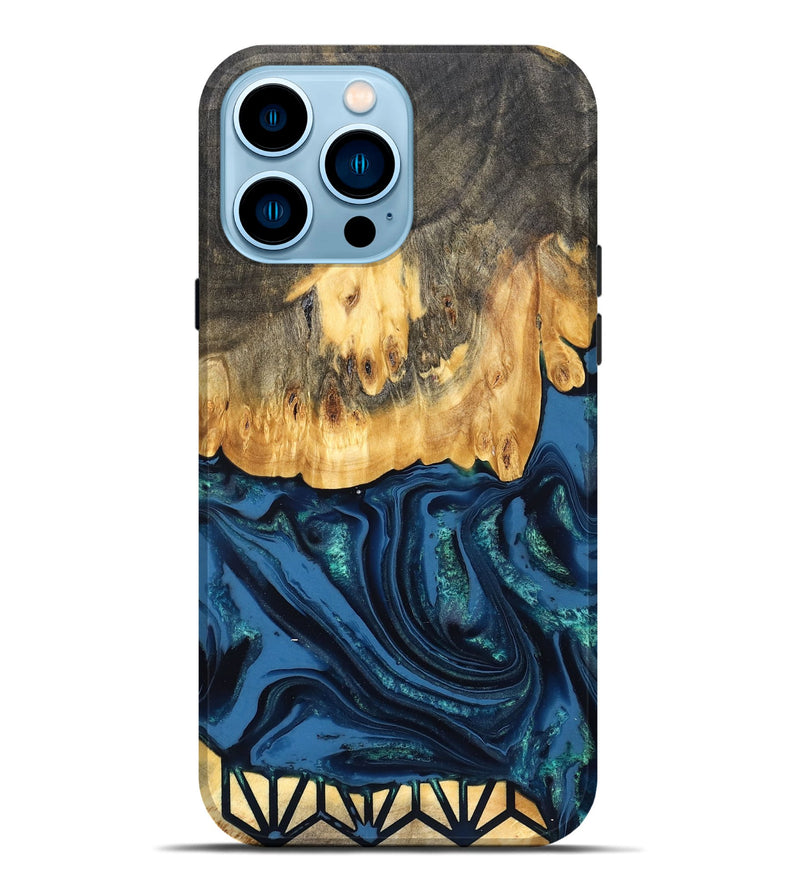 iPhone 14 Pro Max Wood Live Edge Phone Case - Westyn (Blue, 827901)