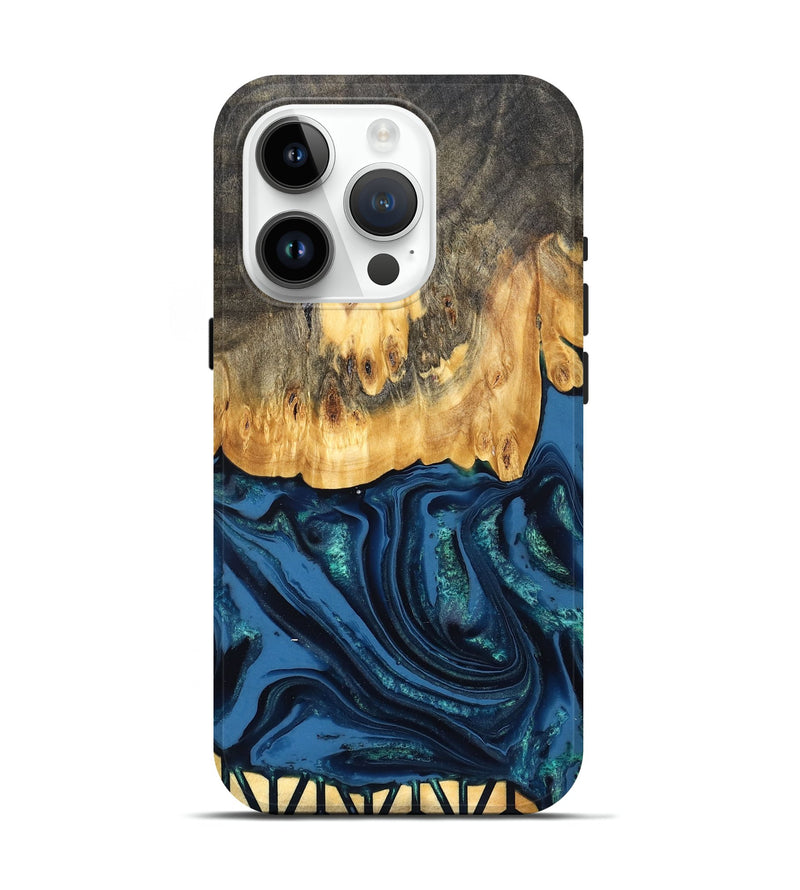 iPhone 15 Pro Wood Live Edge Phone Case - Westyn (Blue, 827901)