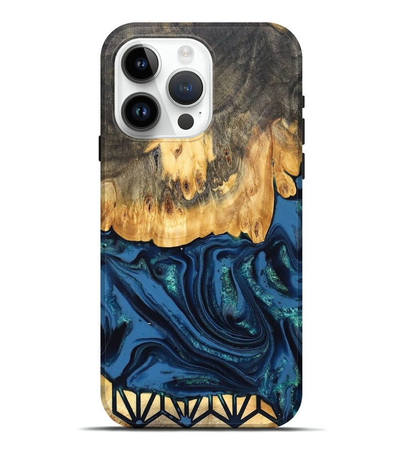 iPhone 15 Pro Max Wood Live Edge Phone Case - Westyn (Blue, 827901)