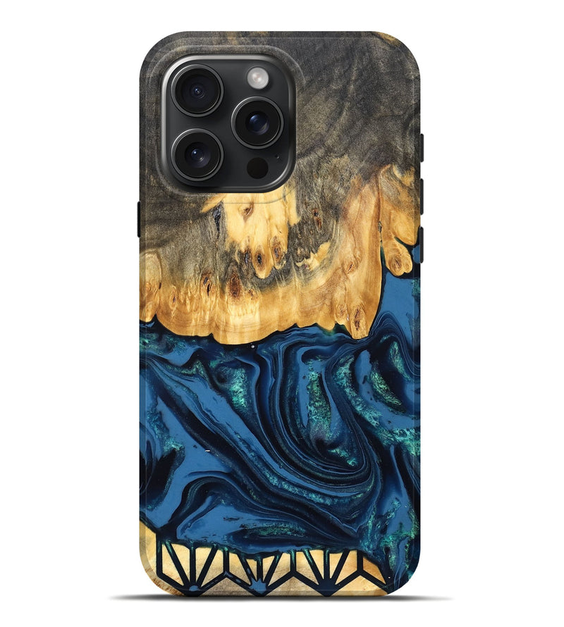 iPhone 16 Pro Max Wood Live Edge Phone Case - Westyn (Blue, 827901)