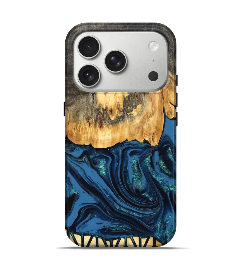 iPhone 17 Pro Wood Live Edge Phone Case - Westyn (Blue, 827901)