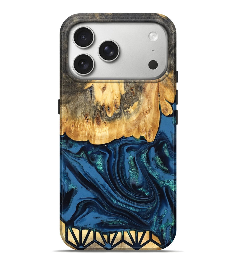 iPhone 17 Pro Max Wood Live Edge Phone Case - Westyn (Blue, 827901)