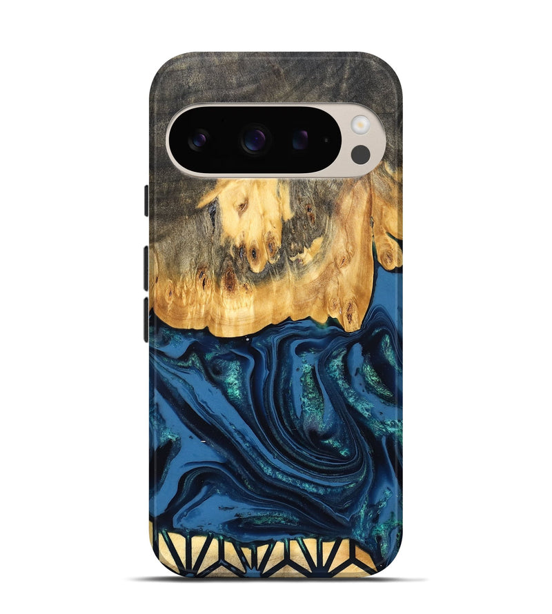 Pixel 9 Wood Live Edge Phone Case - Westyn (Blue, 827901)