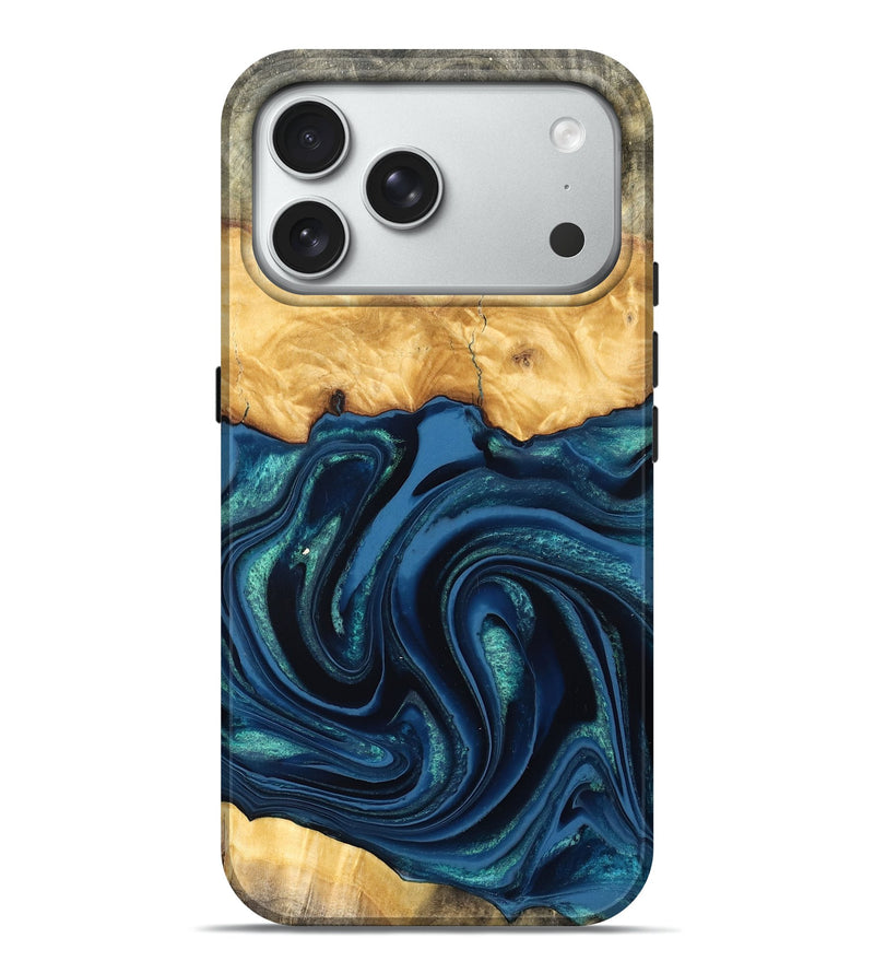 iPhone 18 Pro Max Wood Live Edge Phone Case - Trevor (Blue, 827903)