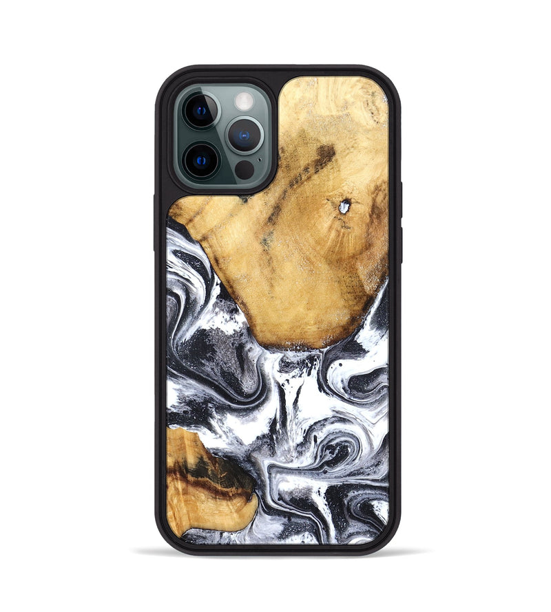 iPhone 12 Pro Wood Phone Case - Raelynn (Black & White, 827908)