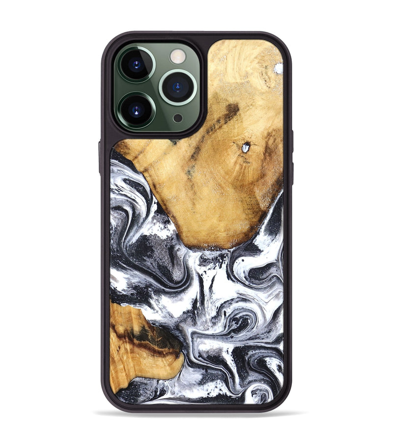iPhone 13 Pro Max Wood Phone Case - Raelynn (Black & White, 827908)