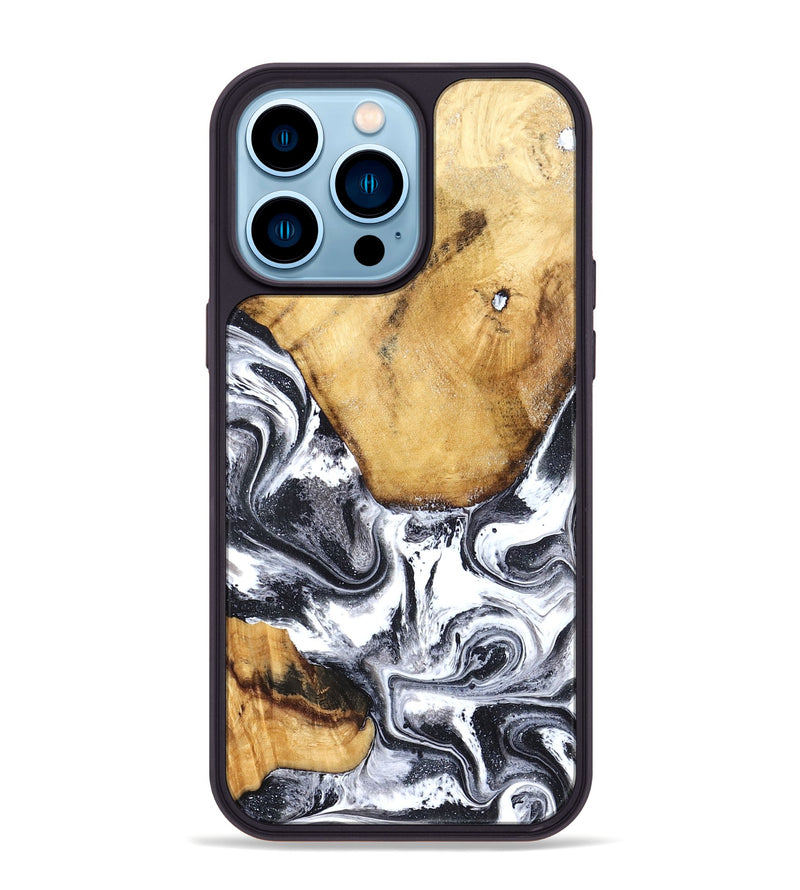 iPhone 14 Pro Max Wood Phone Case - Raelynn (Black & White, 827908)