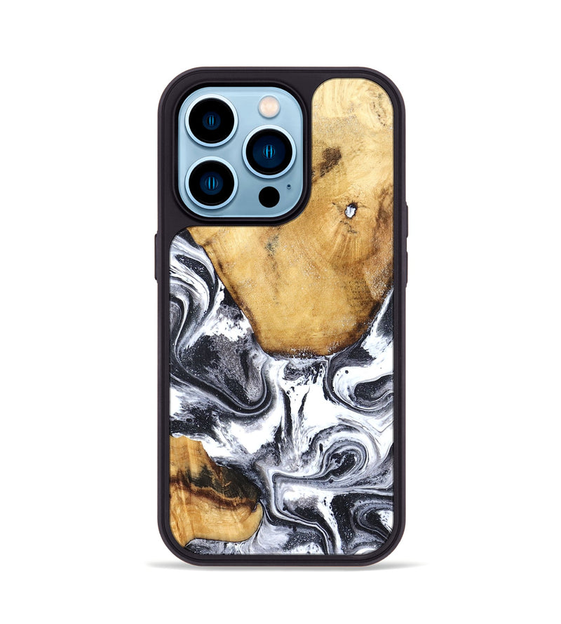 iPhone 14 Pro Wood Phone Case - Raelynn (Black & White, 827908)