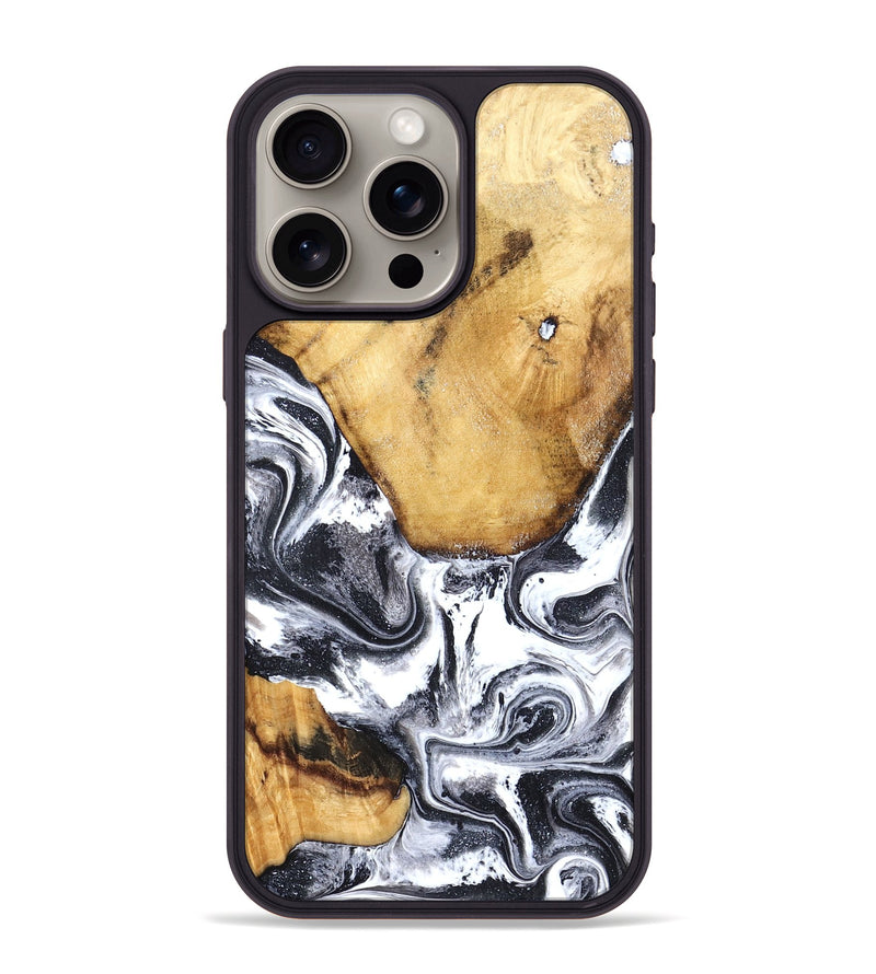 iPhone 15 Pro Max Wood Phone Case - Raelynn (Black & White, 827908)