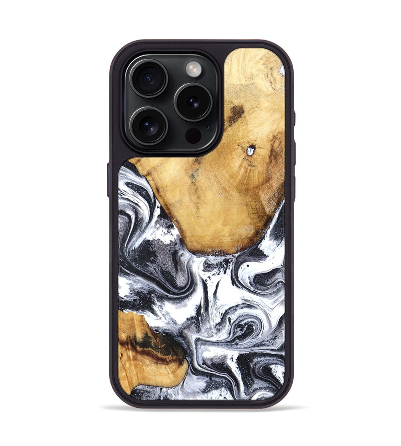 iPhone 15 Pro Wood Phone Case - Raelynn (Black & White, 827908)