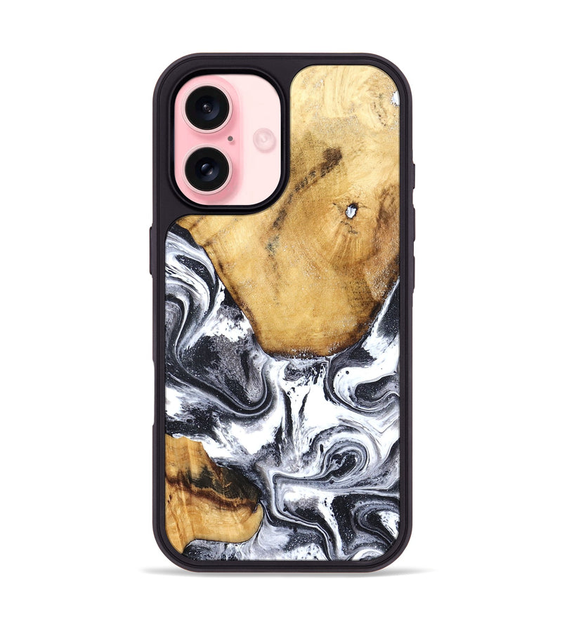 iPhone 16 Wood Phone Case - Raelynn (Black & White, 827908)