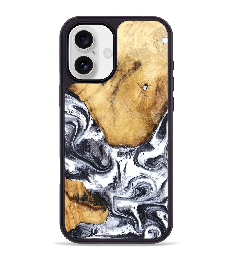 iPhone 16 Plus Wood Phone Case - Raelynn (Black & White, 827908)