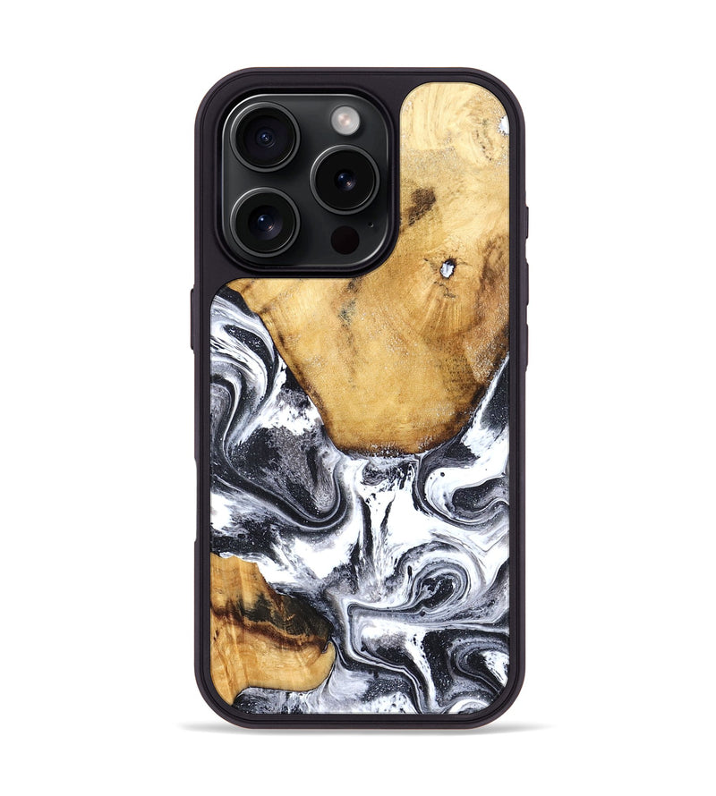 iPhone 16 Pro Wood Phone Case - Raelynn (Black & White, 827908)