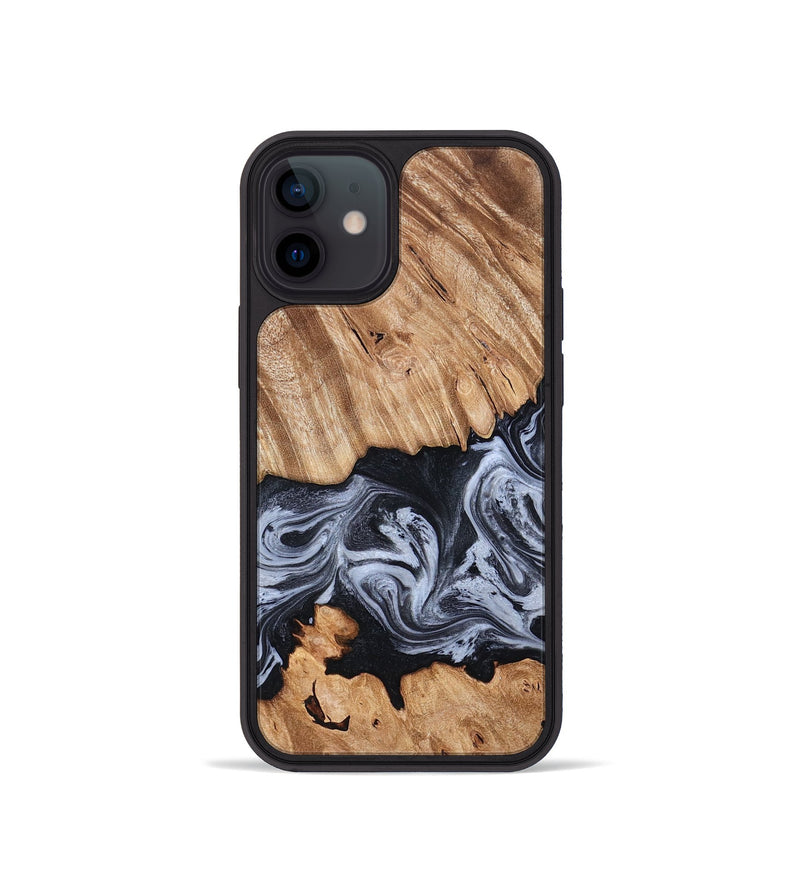 iPhone 12 mini Wood Phone Case - Angelia (Black & White, 827909)