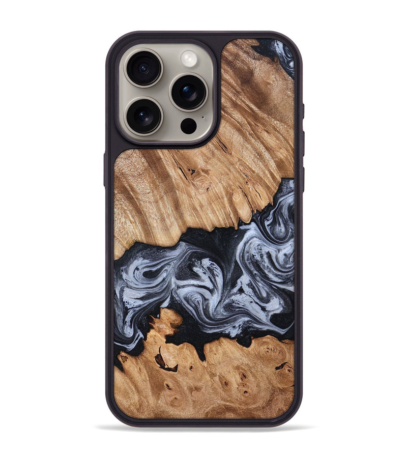 iPhone 15 Pro Max Wood Phone Case - Angelia (Black & White, 827909)