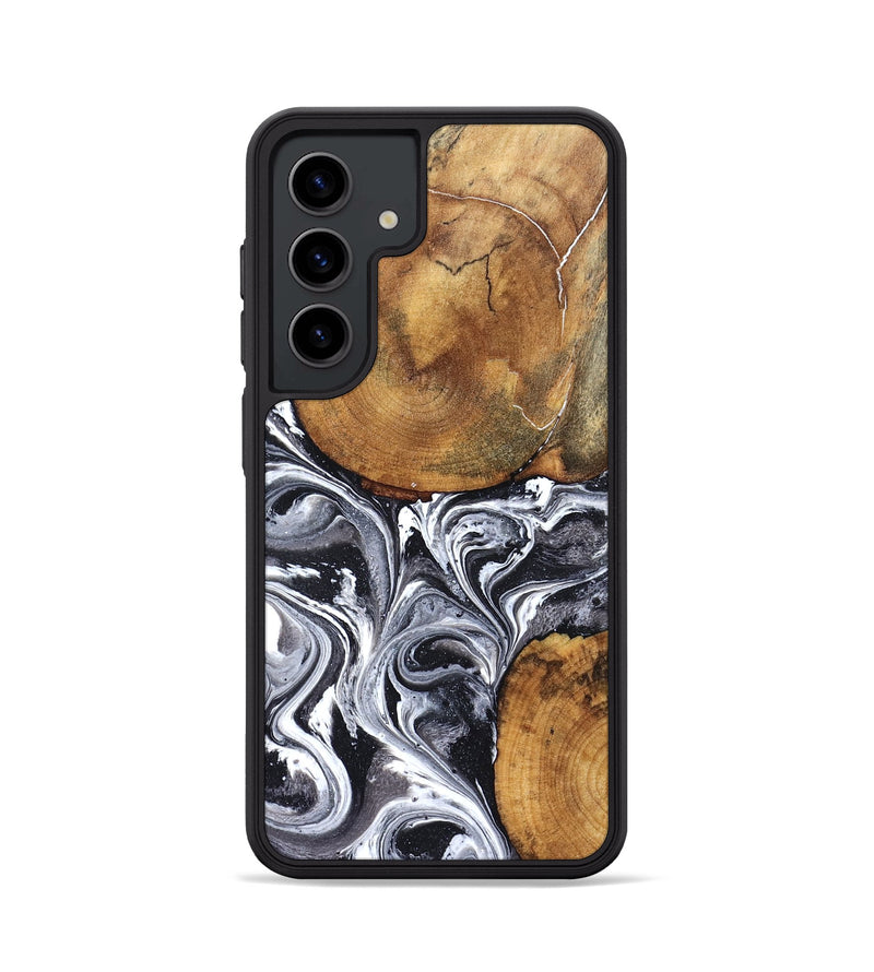 Galaxy S24 Wood Phone Case - Lea (Black & White, 827910)