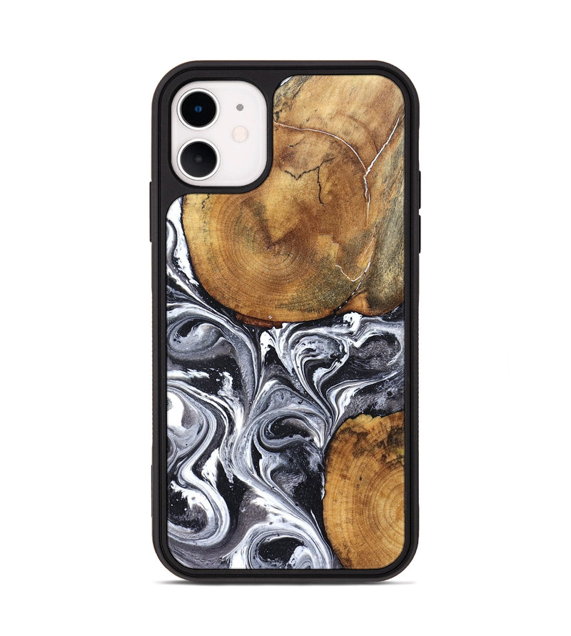 iPhone 11 Wood Phone Case - Lea (Black & White, 827910)