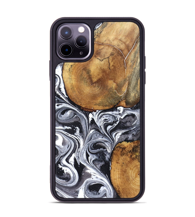 iPhone 11 Pro Max Wood Phone Case - Lea (Black & White, 827910)
