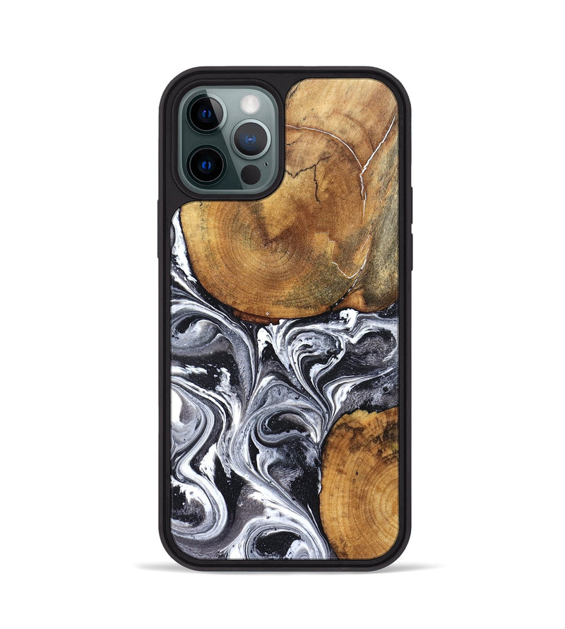iPhone 12 Pro Wood Phone Case - Lea (Black & White, 827910)