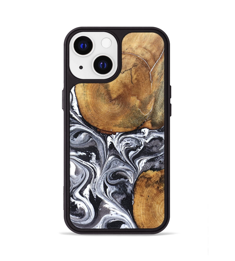 iPhone 13 Wood Phone Case - Lea (Black & White, 827910)