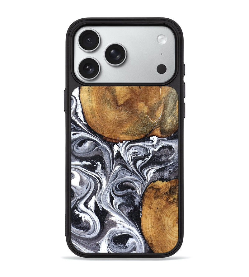 iPhone 18 Pro Max Wood Phone Case - Lea (Black & White, 827910)