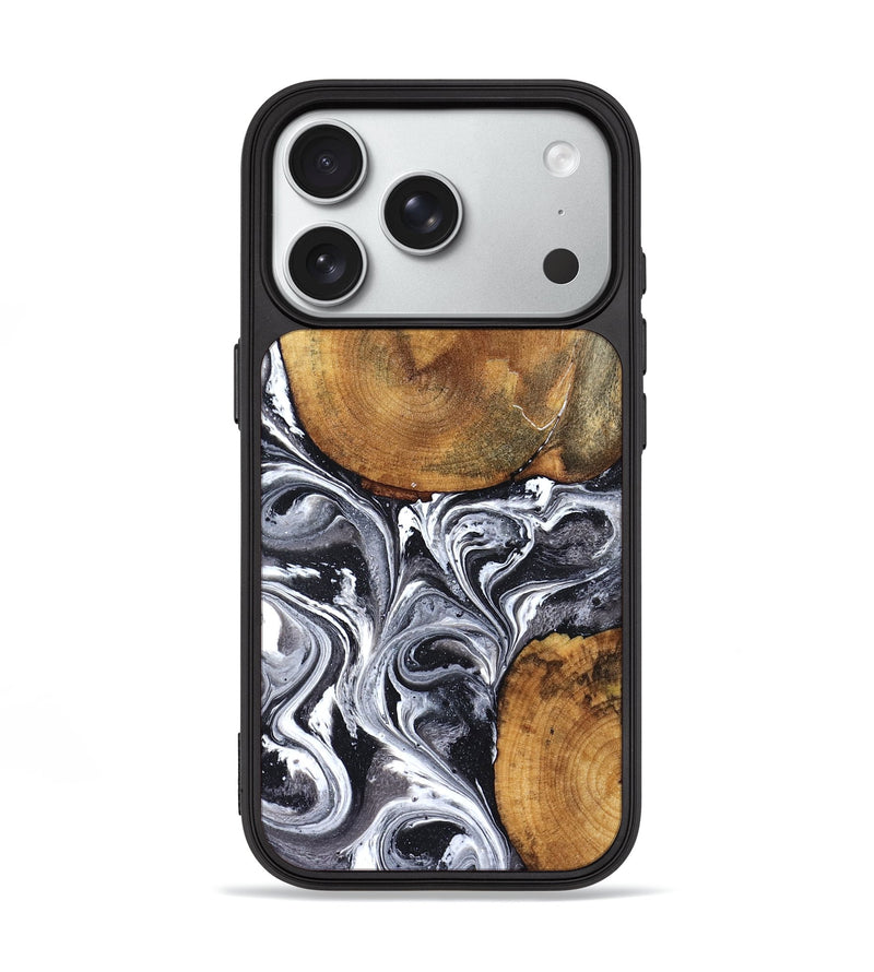 iPhone 18 Pro Wood Phone Case - Lea (Black & White, 827910)
