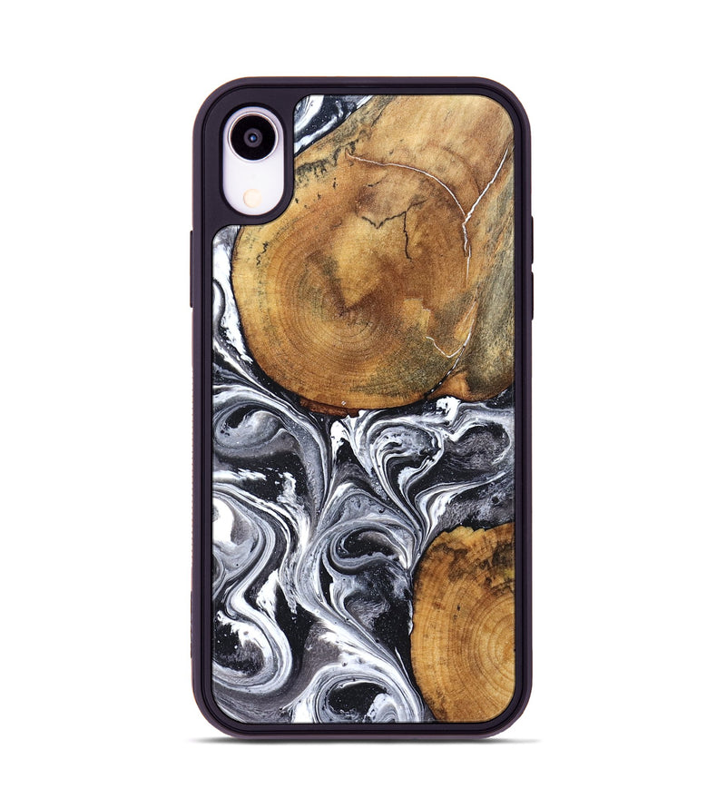 iPhone Xr Wood Phone Case - Lea (Black & White, 827910)