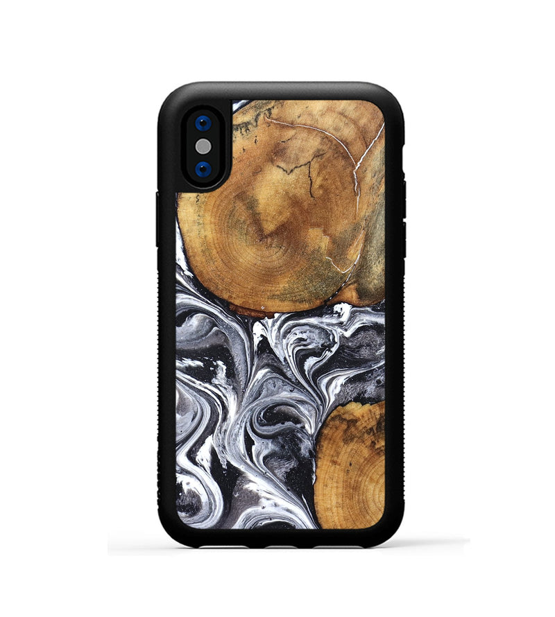 iPhone Xs Wood Phone Case - Lea (Black & White, 827910)