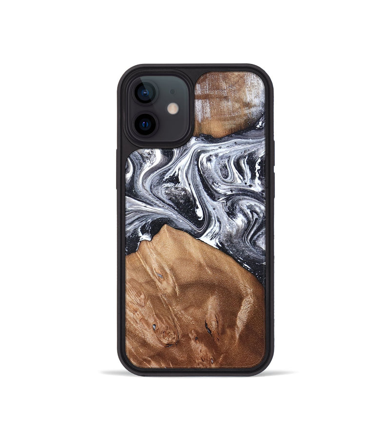 iPhone 12 mini Wood Phone Case - Ottis (Black & White, 827911)