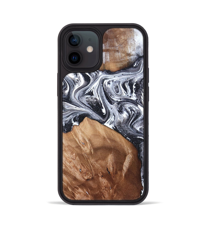 iPhone 12 Wood Phone Case - Ottis (Black & White, 827911)