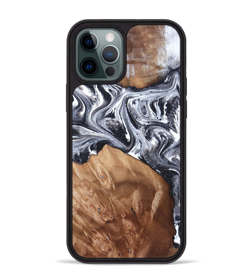 iPhone 12 Pro Max Wood Phone Case - Ottis (Black & White, 827911)