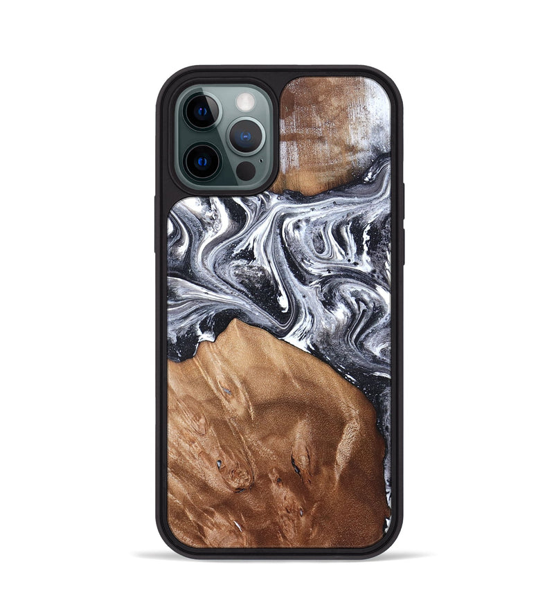 iPhone 12 Pro Wood Phone Case - Ottis (Black & White, 827911)