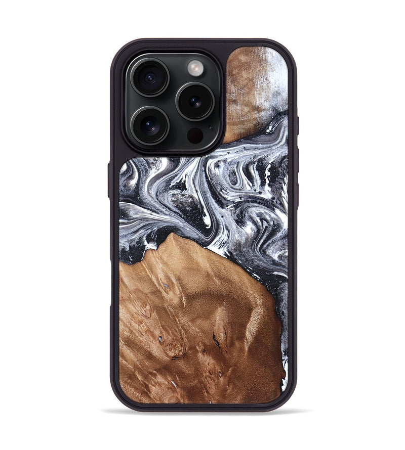 iPhone 16 Pro Wood Phone Case - Ottis (Black & White, 827911)