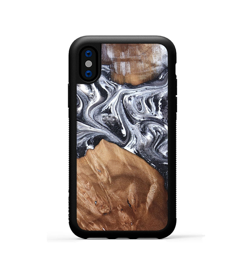 iPhone Xs Wood Phone Case - Ottis (Black & White, 827911)