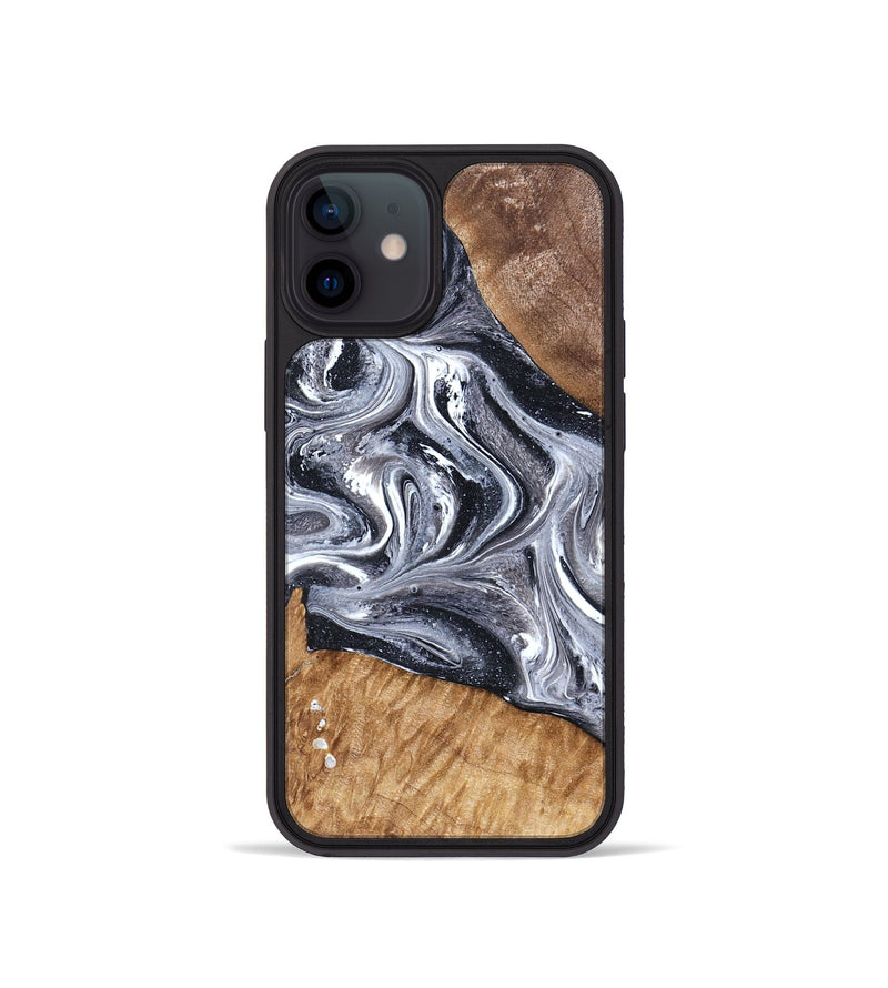 iPhone 12 mini Wood Phone Case - Rhea (Black & White, 827912)