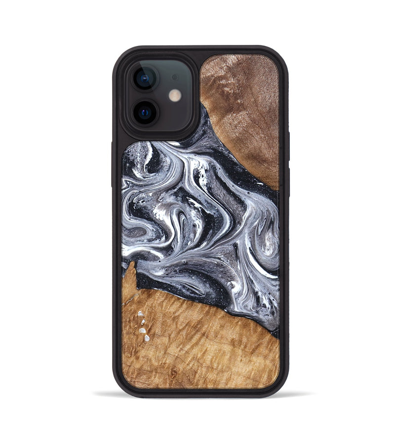 iPhone 12 Wood Phone Case - Rhea (Black & White, 827912)
