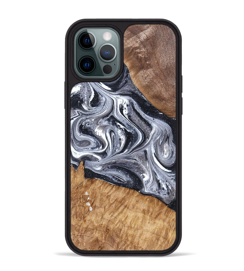 iPhone 12 Pro Max Wood Phone Case - Rhea (Black & White, 827912)