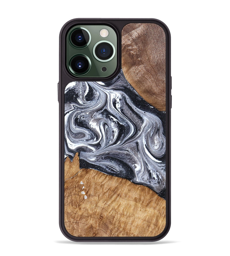 iPhone 13 Pro Max Wood Phone Case - Rhea (Black & White, 827912)