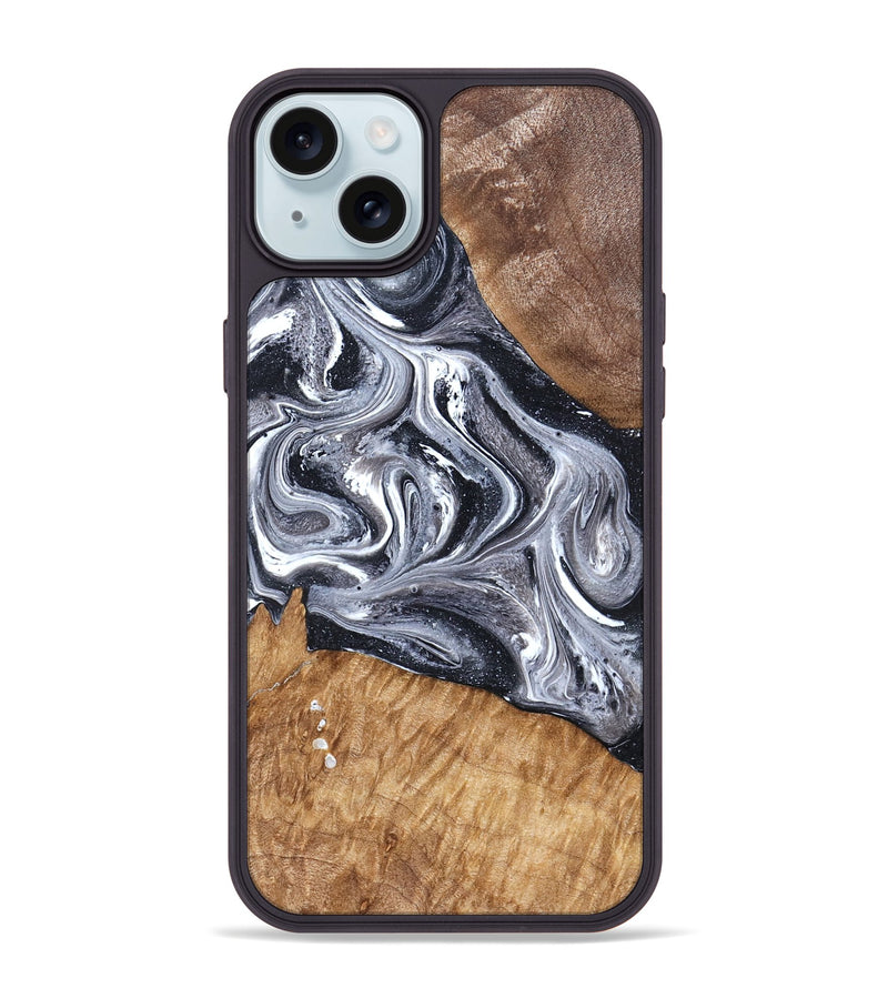 iPhone 15 Plus Wood Phone Case - Rhea (Black & White, 827912)