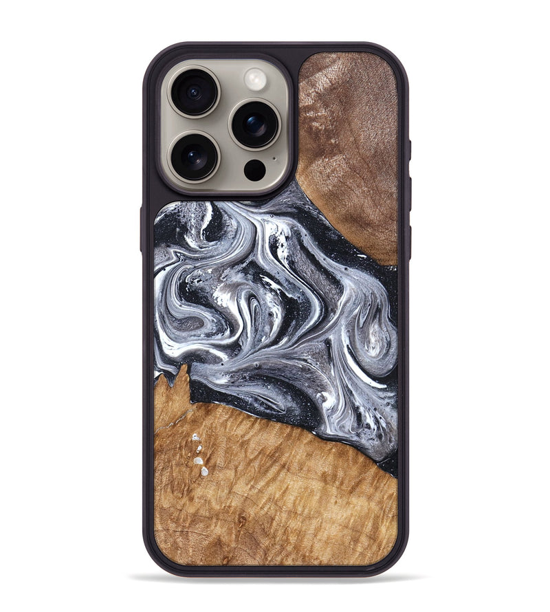 iPhone 15 Pro Max Wood Phone Case - Rhea (Black & White, 827912)