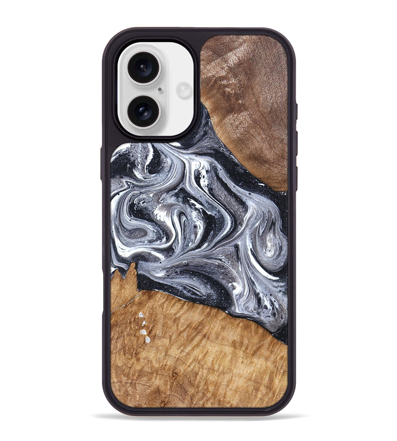 iPhone 16 Plus Wood Phone Case - Rhea (Black & White, 827912)