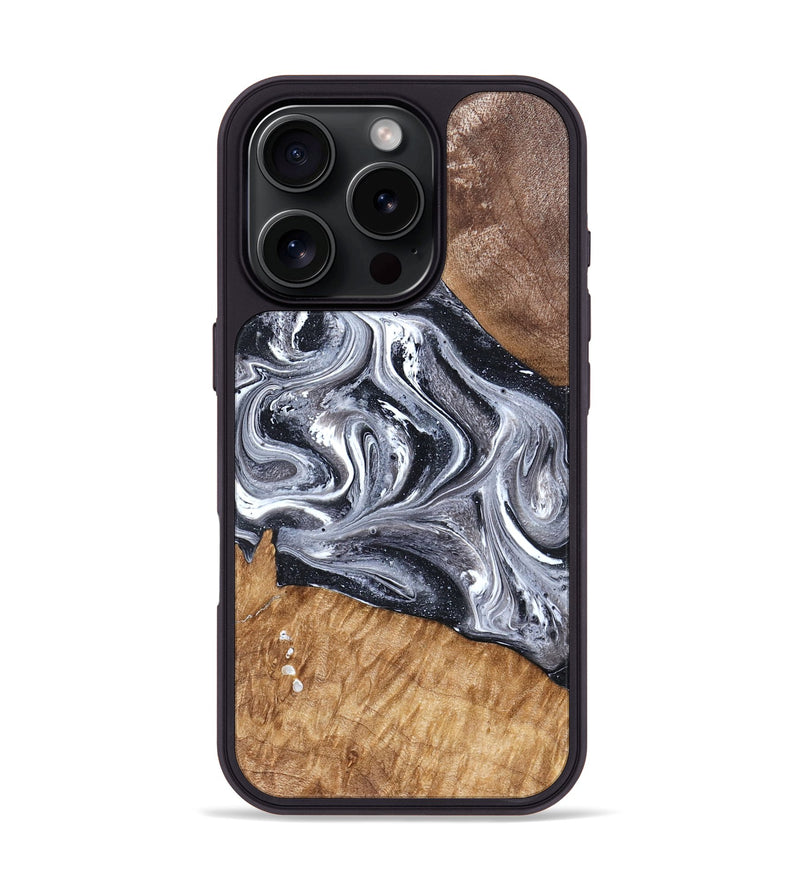iPhone 16 Pro Wood Phone Case - Rhea (Black & White, 827912)