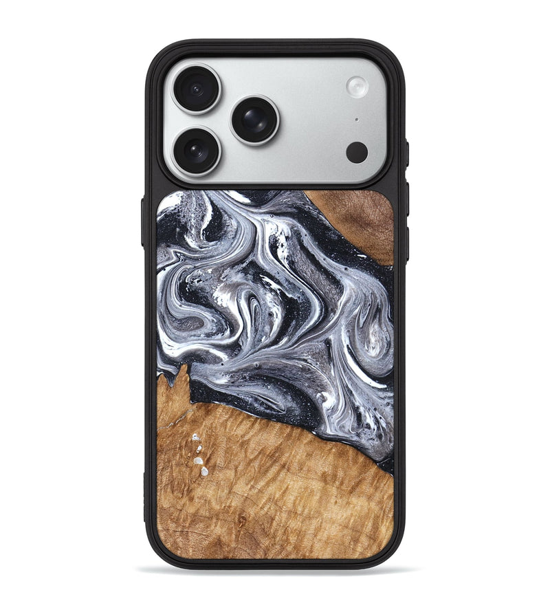 iPhone 18 Pro Max Wood Phone Case - Rhea (Black & White, 827912)