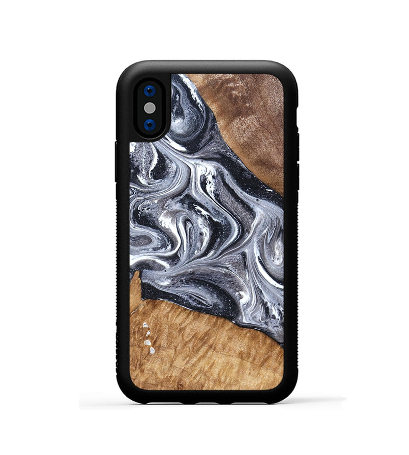 iPhone Xs Wood Phone Case - Rhea (Black & White, 827912)