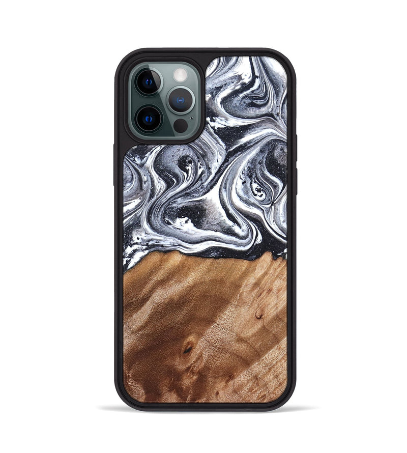 iPhone 12 Pro Wood Phone Case - Britany (Black & White, 827913)