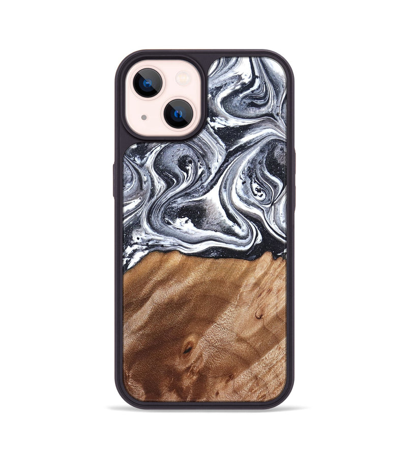 iPhone 14 Wood Phone Case - Britany (Black & White, 827913)