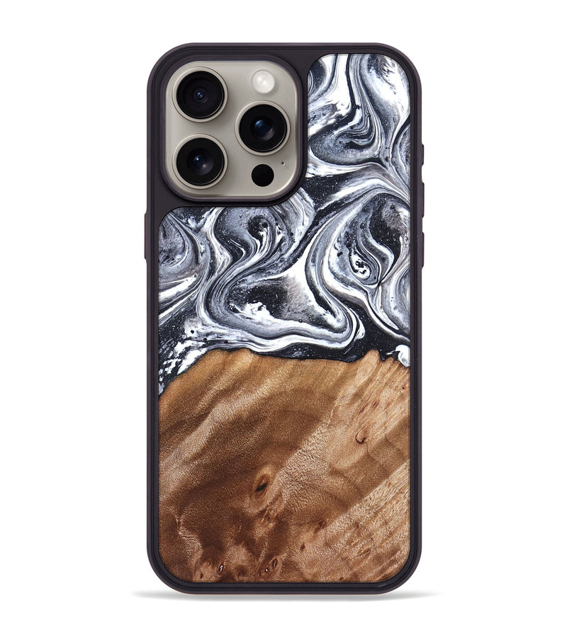 iPhone 15 Pro Max Wood Phone Case - Britany (Black & White, 827913)