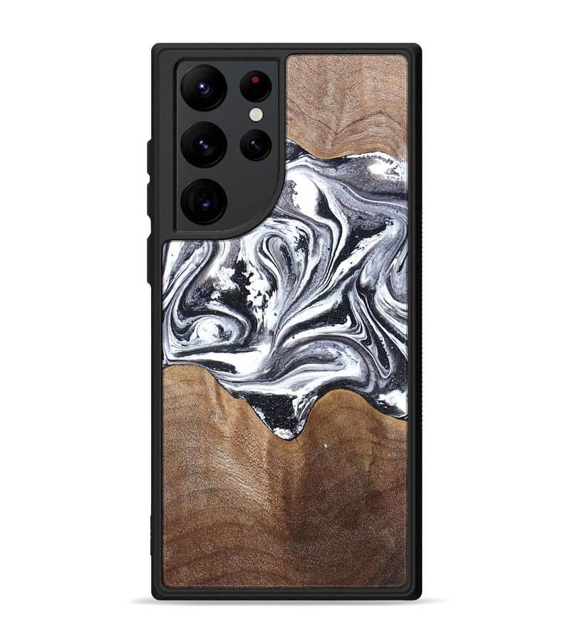 Galaxy S22 Ultra Wood Phone Case - Iris (Black & White, 827914)